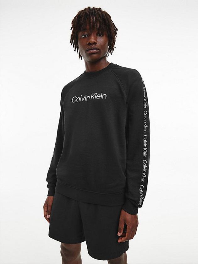 Calvin Klein USA Cotton Terry Logo Mens Sweatshirt Black 2495137-EY